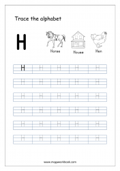 Capital Letter H - Alphabet Tracing Worksheets - Free Printable Tracing Letters Worksheets