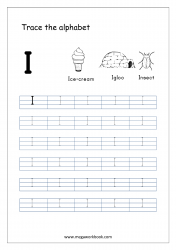 Tracing Letters - Printable Tracing Letters - Letter Tracing Worksheet - Capital Letter I