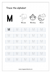 Tracing Letters - Printable Tracing Letters - Letter Tracing Worksheet - Capital Letter M
