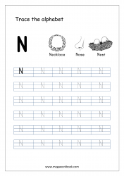 Capital Letter N - Alphabet Tracing Worksheets - Free Printable Tracing Letters Worksheets
