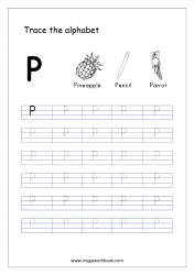 Capital Letter P - Alphabet Tracing Worksheets - Free Printable Tracing Letters Worksheets
