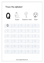 Capital Letter Q - Alphabet Tracing Worksheets - Free Printable Tracing Letters Worksheets
