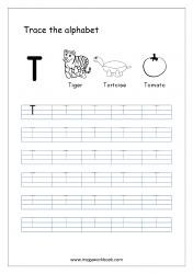 Capital Letter T - Alphabet Tracing Worksheets - Free Printable Tracing Letters Worksheets