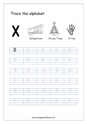 Capital Letter X - Alphabet Tracing Worksheets - Free Printable Tracing Letters Worksheets