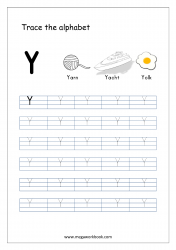 Capital Letter Y - Alphabet Tracing Worksheets - Free Printable Tracing Letters Worksheets