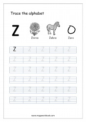 Capital Letter Z - Alphabet Tracing Worksheets - Free Printable Tracing Letters Worksheets