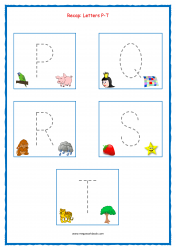 Tracing Letters, Recap P to T - Capital Letter Tracing Worksheets