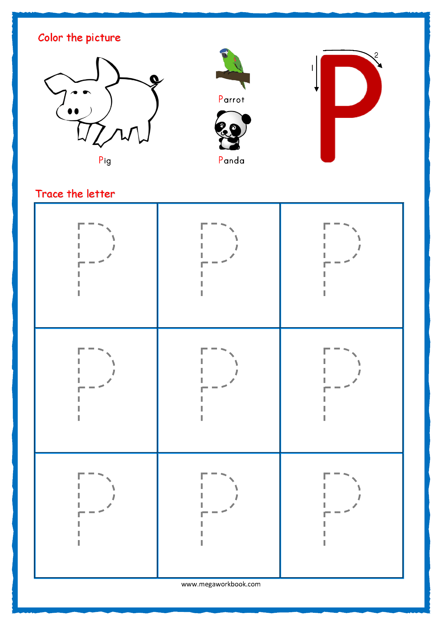 Printable Letter P Tracing Worksheets For Preschool Letter P