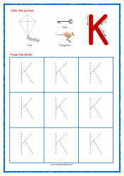 Tracing Letter K - Alphabet Tracing Worksheets