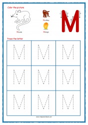 Tracing Letters - Capital M - Letter Tracing Worksheets - Alphabet Tracing Worksheets