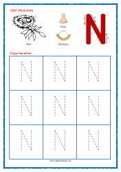 Tracing Letter N - Alphabet Tracing Worksheets