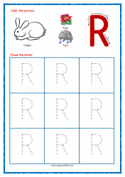Tracing Letter R - Alphabet Tracing Worksheets