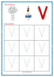 Tracing Letter V - Alphabet Tracing Worksheets