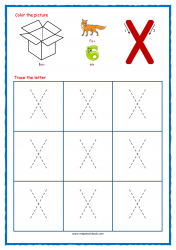 Tracing Letters - Printable Tracing Letters - Letter Tracing Worksheets - Capital X - Phonic Sounds