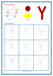 Tracing Letters - Capital Y - Letter Tracing Worksheets - Alphabet Tracing Worksheets