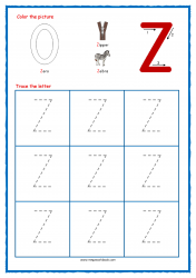 Tracing Letters - Capital Z - Letter Tracing Worksheets - Alphabet Tracing Worksheets