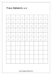 Free Printable Tracing Letters - Letter Tracing Lowercase - Alphabet Tracing Worksheets - Small Letters u-z
