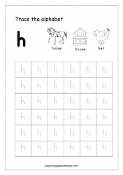 Free Printable Tracing Letters - Letter Tracing Lowercase - Alphabet Tracing Worksheets - Small Letter h