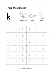 Free Printable Tracing Letters - Letter Tracing Lowercase - Alphabet Tracing Worksheets - Small Letter k