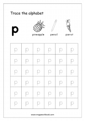 Free Printable Tracing Letters - Letter Tracing Lowercase - Alphabet Tracing Worksheets - Small Letter p