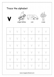 Free Printable Tracing Letters - Letter Tracing Lowercase - Alphabet Tracing Worksheets - Small Letter v