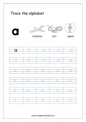 Free Printable Tracing Letters - Letter Tracing Lowercase - Alphabet Tracing Worksheets - Small Letter a