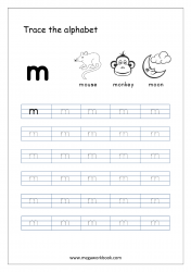 Free Printable Tracing Letters - Letter Tracing Lowercase - Alphabet Tracing Worksheets - Small Letter m