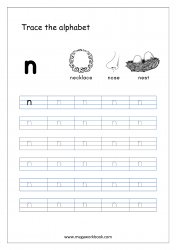 Free Printable Tracing Letters - Letter Tracing Lowercase - Alphabet Tracing Worksheets - Small Letter n