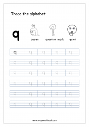 Free Printable Tracing Letters - Letter Tracing Lowercase - Alphabet Tracing Worksheets - Small Letter q