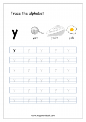 Free Printable Tracing Letters - Letter Tracing Lowercase - Alphabet Tracing Worksheets - Small Letter y