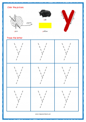 Free Printable Tracing Letters - Letter Tracing Lowercase - ABC Tracing Worksheets - Small Letter (Lowercase) y
