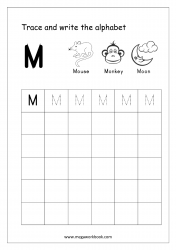 Alphabet Tracing Worksheets - Alphabet Tracing Sheet - Uppercase/Capital Letter M