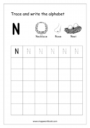 Alphabet Tracing Worksheets - Alphabet Tracing Sheet - Uppercase/Capital Letter N