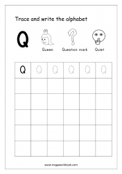 Alphabet Tracing Worksheets - Alphabet Tracing Sheet - Uppercase/Capital Letter Q