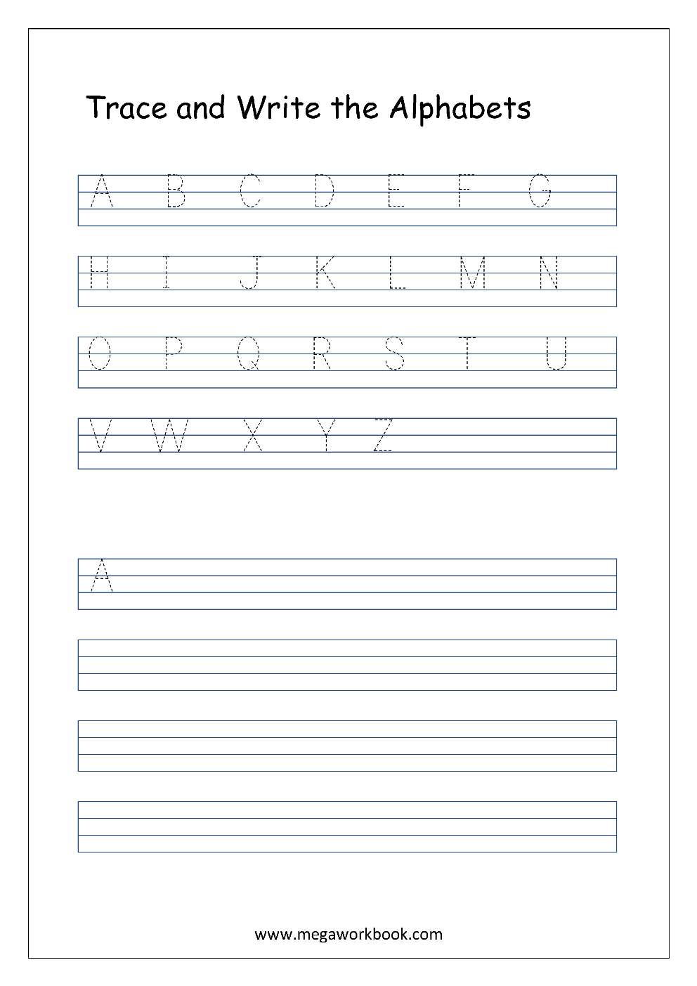 Alphabet Tracing - Capital Letters - Alphabet Tracing Worksheets