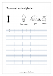 Alphabet Tracing Printables - Free Alphabet Tracing Worksheets - Uppercase/Capital Letter I