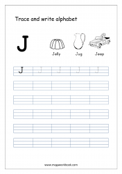 Alphabet Tracing Printables - Free Alphabet Tracing Worksheets - Uppercase/Capital Letter J