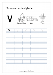 Alphabet Tracing Printables - Free Alphabet Tracing Worksheets - Uppercase/Capital Letter V