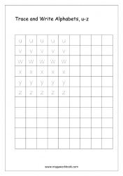 Kindergarten Alphabet Worksheets - Free Printable Alphabet Worksheets - Alphabet Writing Worksheets - Lowercase/Small Letters u-z