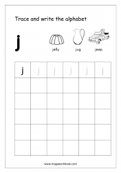 Kindergarten Alphabet Worksheets - Free Printable Alphabet Worksheets - Alphabet Writing Worksheets - Lowercase/Small Letter j