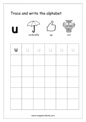 Kindergarten Alphabet Worksheets - Free Printable Alphabet Worksheets - Alphabet Writing Worksheets - Lowercase/Small Letter u