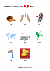 ap Word Family - Short a CVC Words With Pictures For Kindergarten
