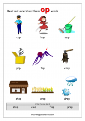 op Word Family - CVC Words With Pictures - Word Families Kindergarten