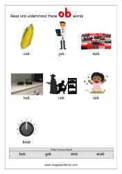 ob Word Family - CVC Words With Pictures - Word Families Kindergarten