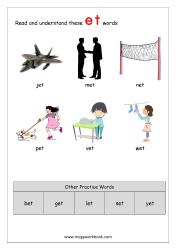 CVC Worksheets - Short e CVC Words Worksheets - et Word Family