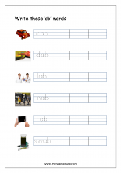 CVC Words Ending With 'ab' (CVC Words Writing Worksheets)