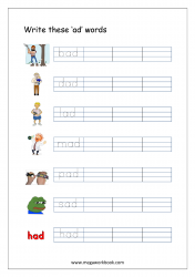CVC Words Ending With 'ad' (CVC Words Writing Worksheets)
