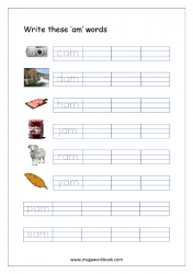 CVC Words Ending With 'am' (CVC Words Writing Worksheets)