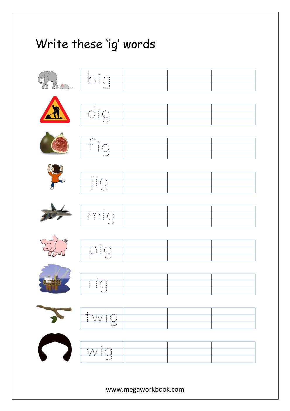 Writing CVC Words Worksheets Rhyming Words Word Families MegaWorkbook