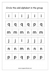 English Worksheet - Confusing Alphabets (Circle The Odd One Out)